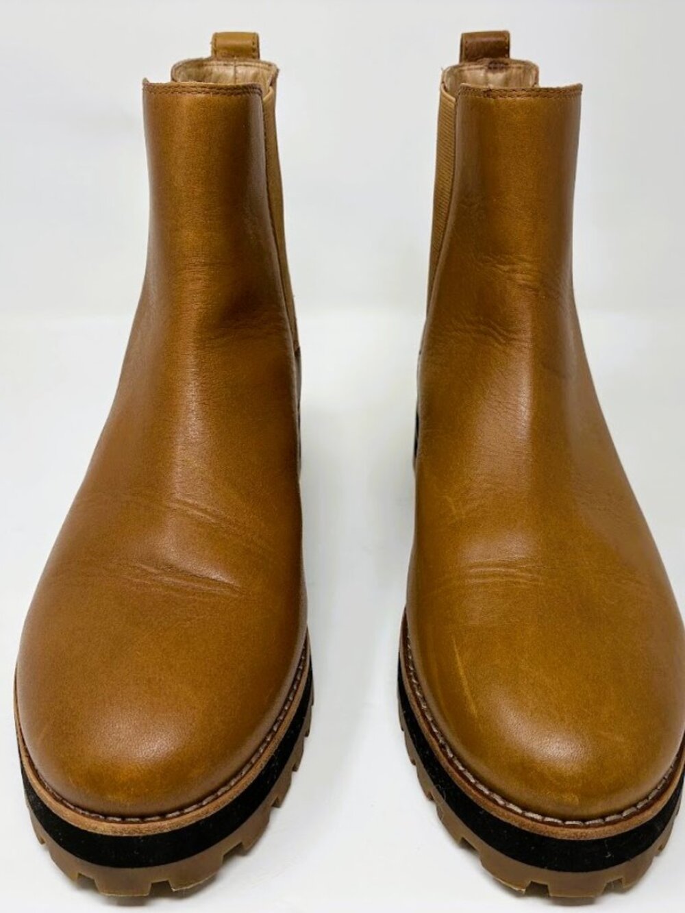 Madewell The Ivy Chelsea Boot Burled Wood Brown Leather Lug Sole 8.5 MA426
